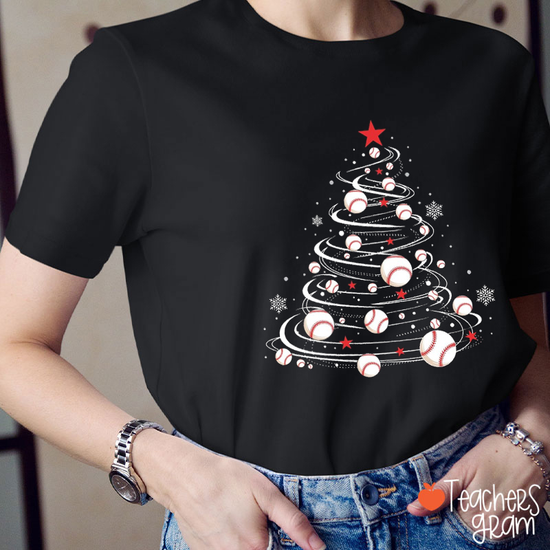 Personalized Ball Christmas Tree Teacher T-Shirt