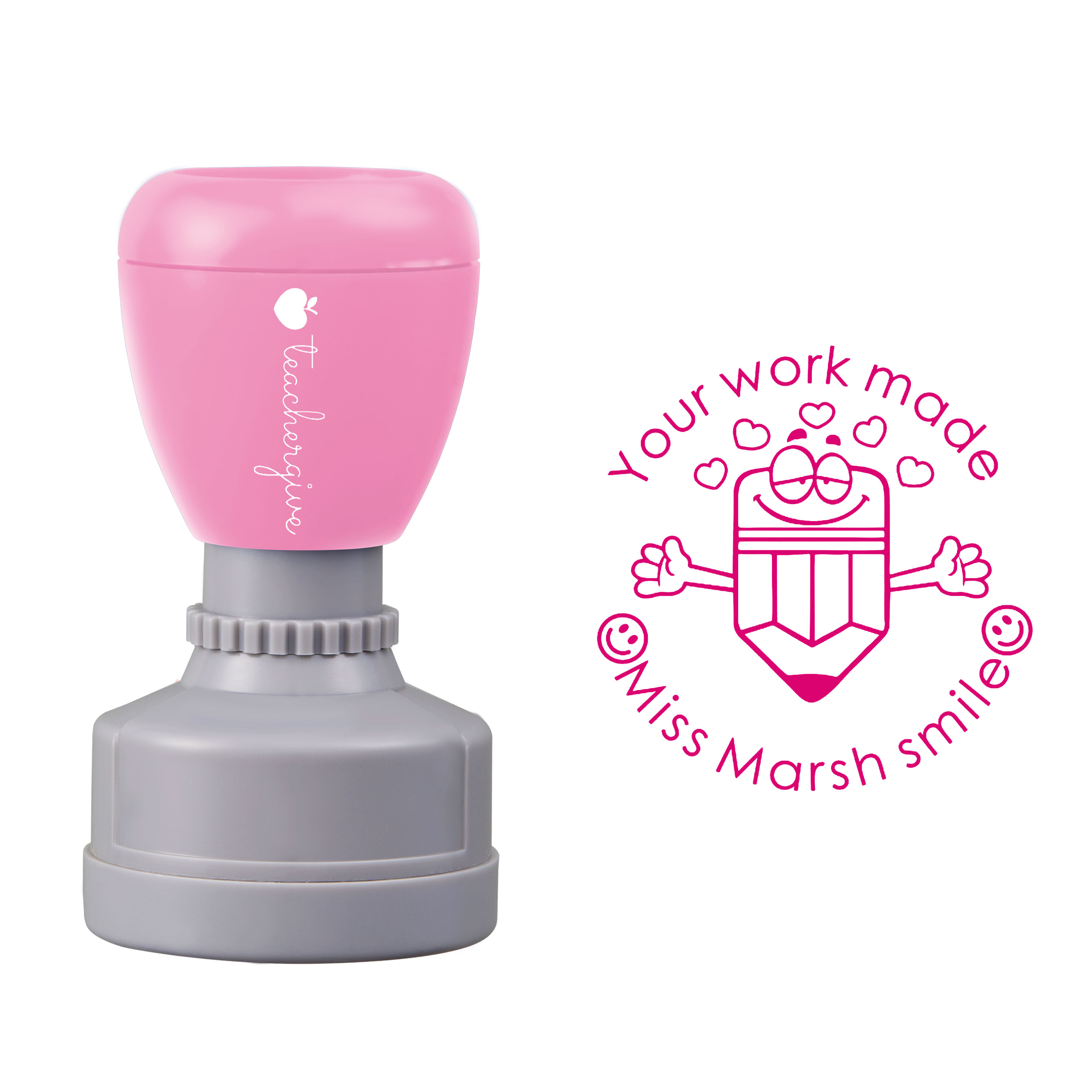 Personalized Your Work Made Me Smile Teacher Stamp