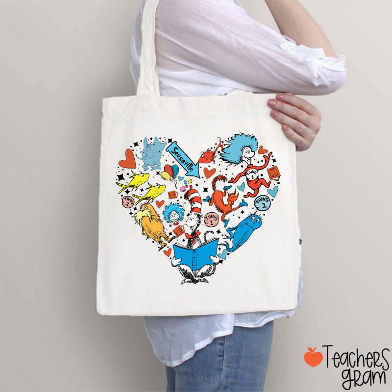 The Cat In The Hat Heart Teacher Tote Bag