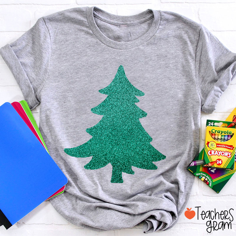 Glitter Christmas Tree Teacher T-Shirt
