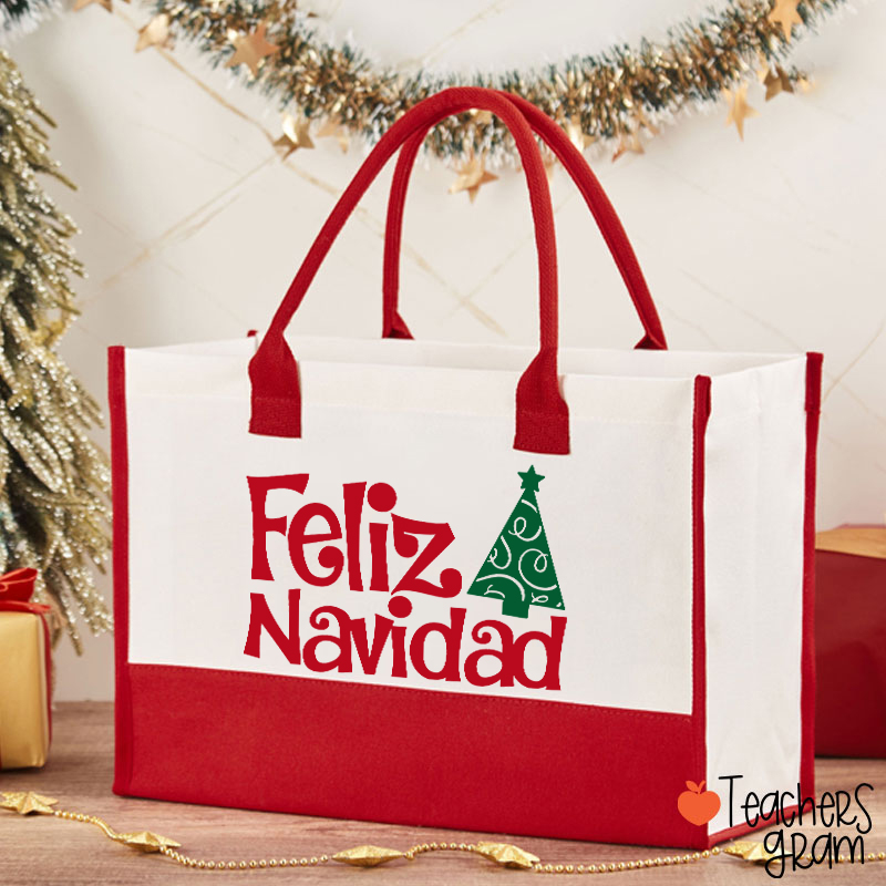 Feliz Navidad Spanish Teacher Cotton Tote Bag