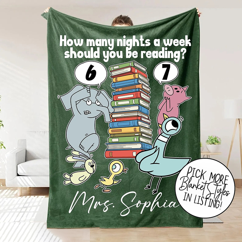 Personalized Name Funny Six Seven Reading Teacher Blanket