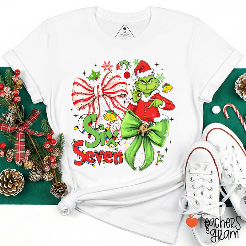 Coquette Bow Six Seven Meme Mean Guy Teacher T-Shirt