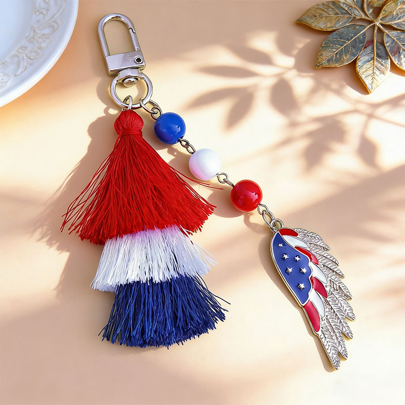 Red White And Blue 4th Of July Vibes Teacher Keychain