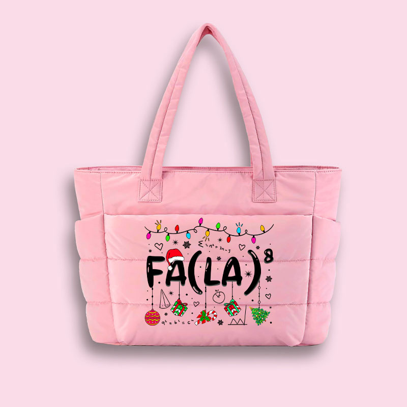 Fa La Eighth Power Christmas Math Teacher Puffy Tote Bag