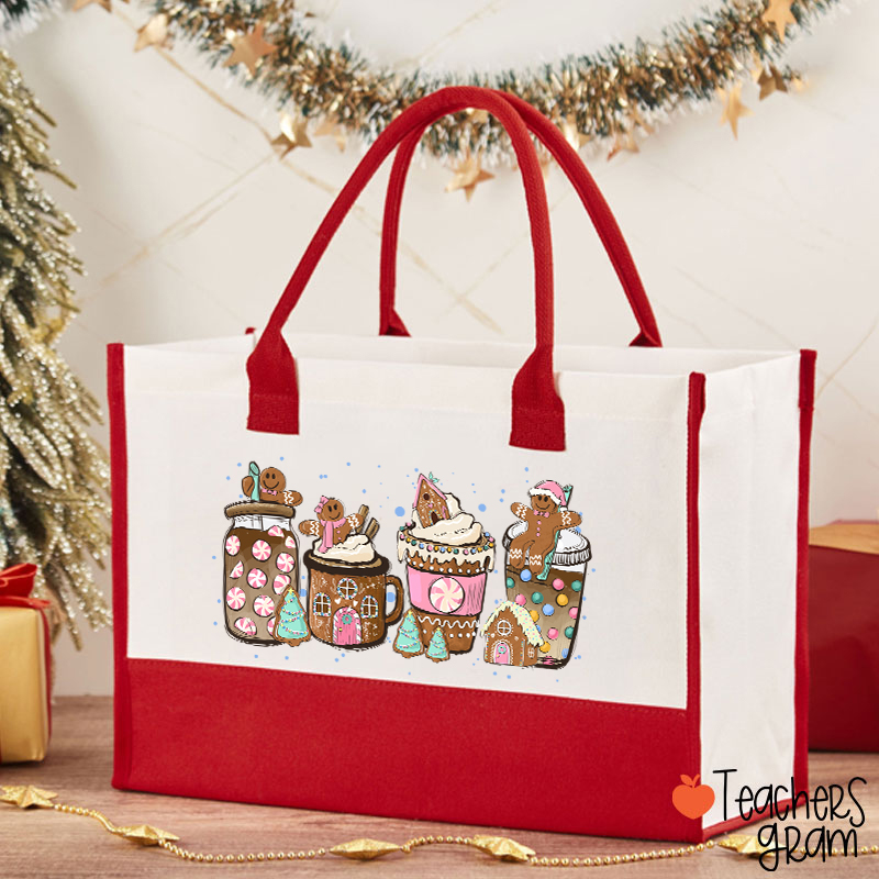 Gingerbread Christmas Coffee Christmas Teacher Cotton Tote Bag