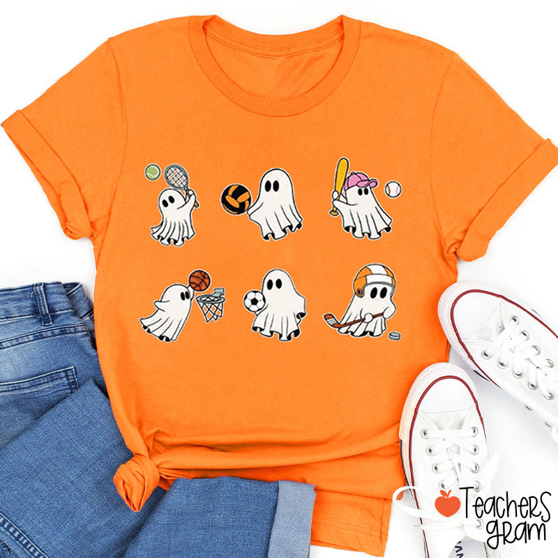 Sports Ghost Halloween Teacher T-Shirt