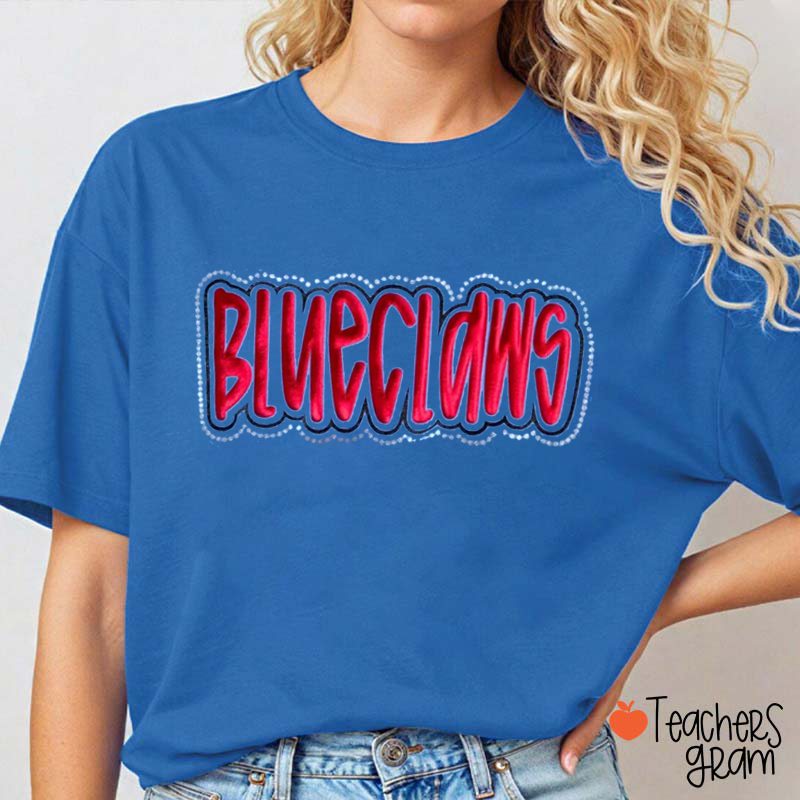 Personalized Mascot Puffy Dot Outline Graphic Teacher T‑Shirt