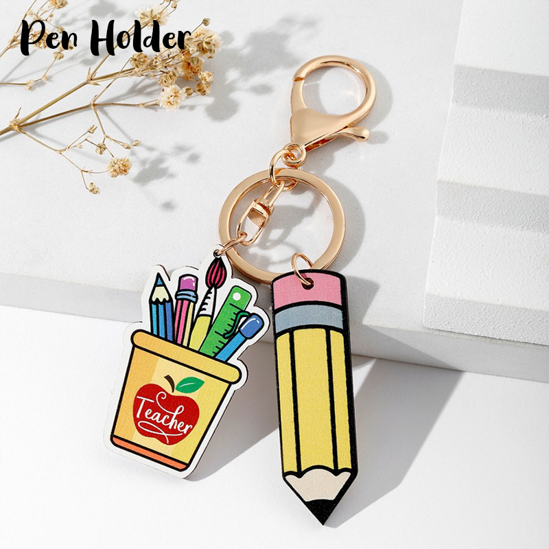 Pencil Book Teacher Keychain