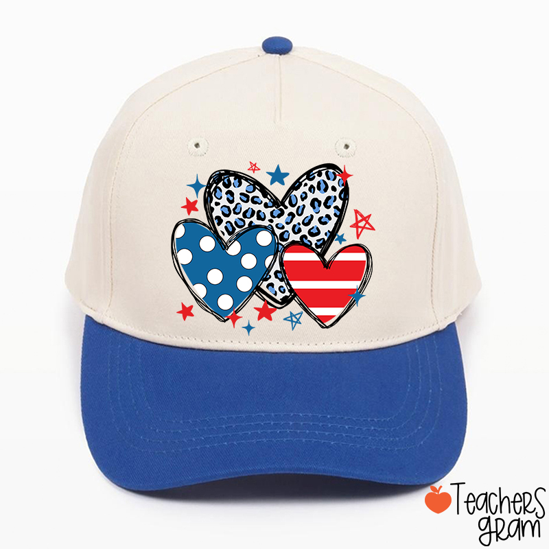 American Hearts Leopard Print Teacher Baseball Cap