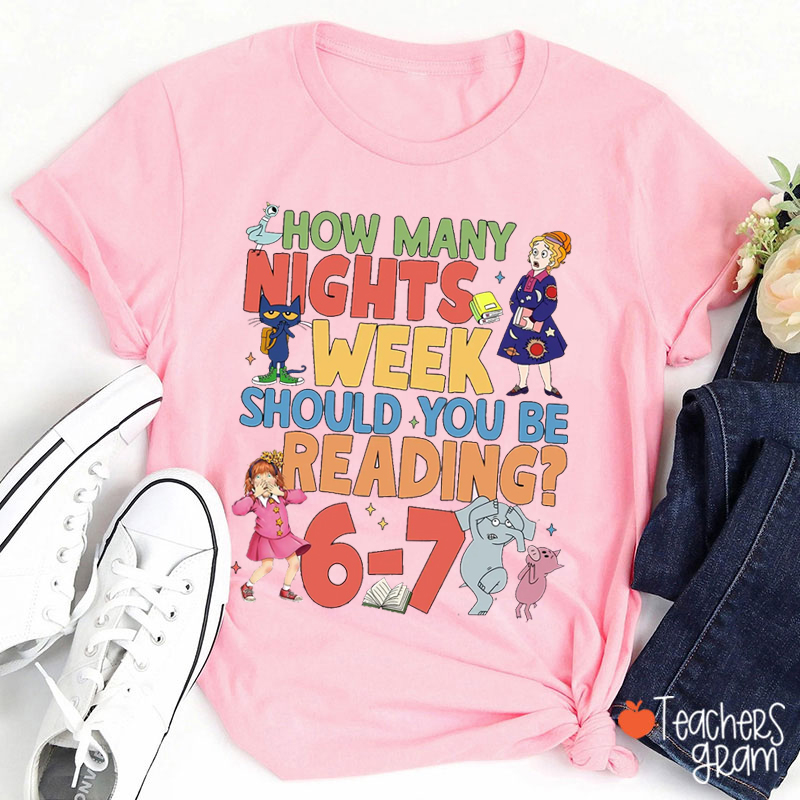 Six Seven Reading Children's Books Teacher T-Shirt