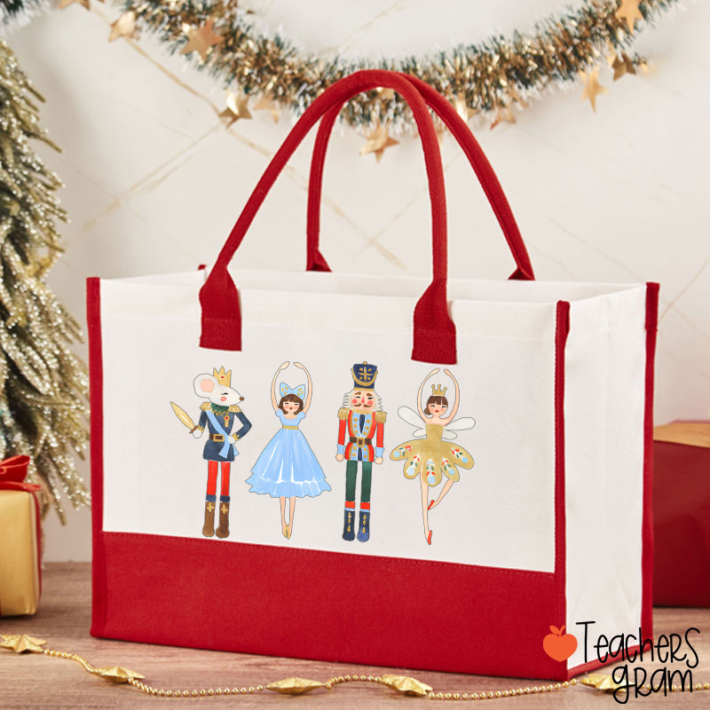 Nutcracker Merry Christmas Dance Teacher Cotton Tote Bag