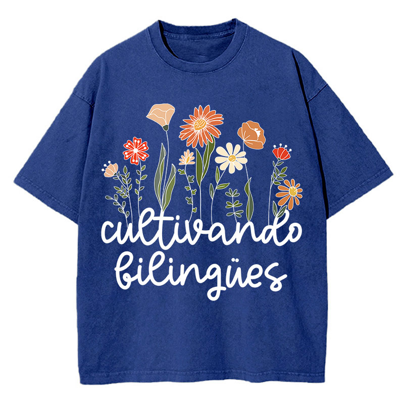 Cultivando Bilingues Spanish Teacher Washed T-Shirt
