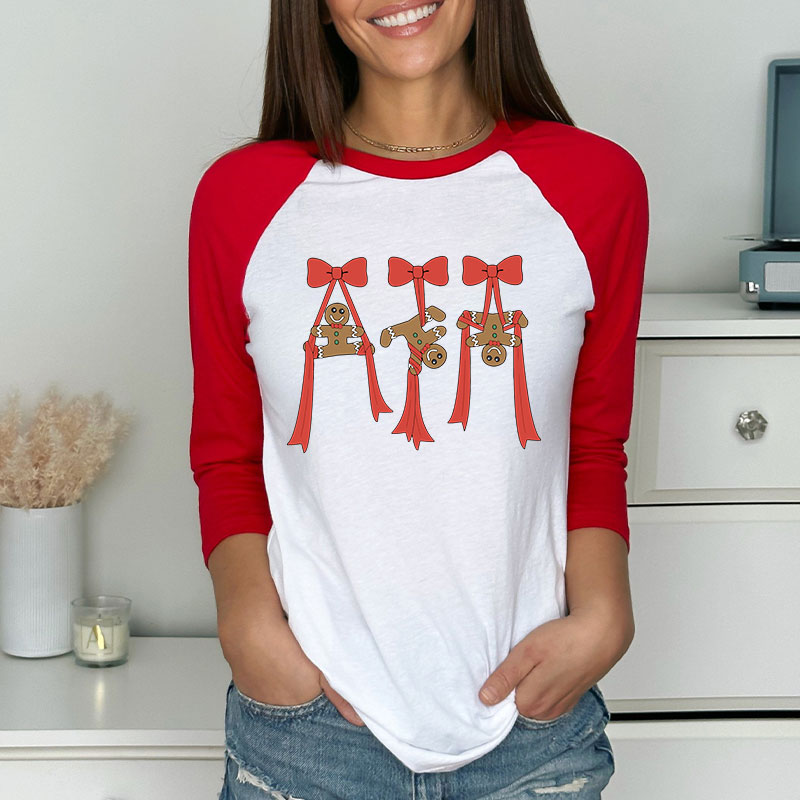 Gingerbread Man Christmas Dance Teacher Raglan Long Sleeve T-Shirt