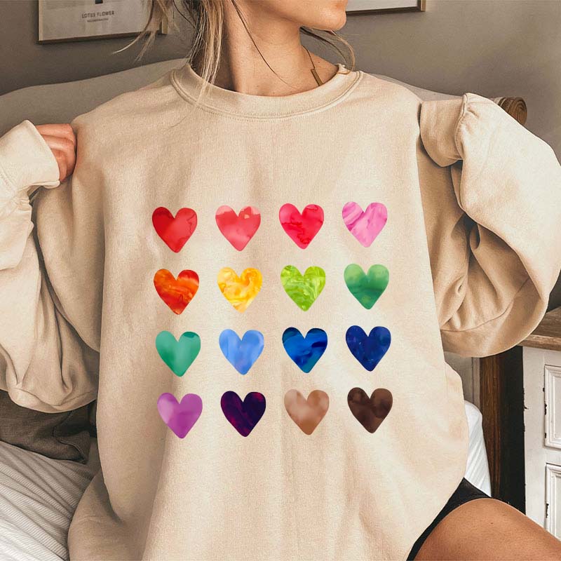 Colorful Love Combination Teacher Sweatshirt