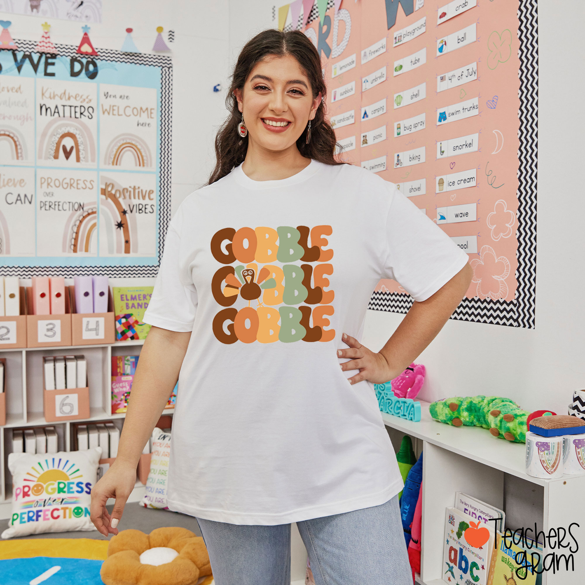 Gobble Gobble Turkey Teacher T-Shirt