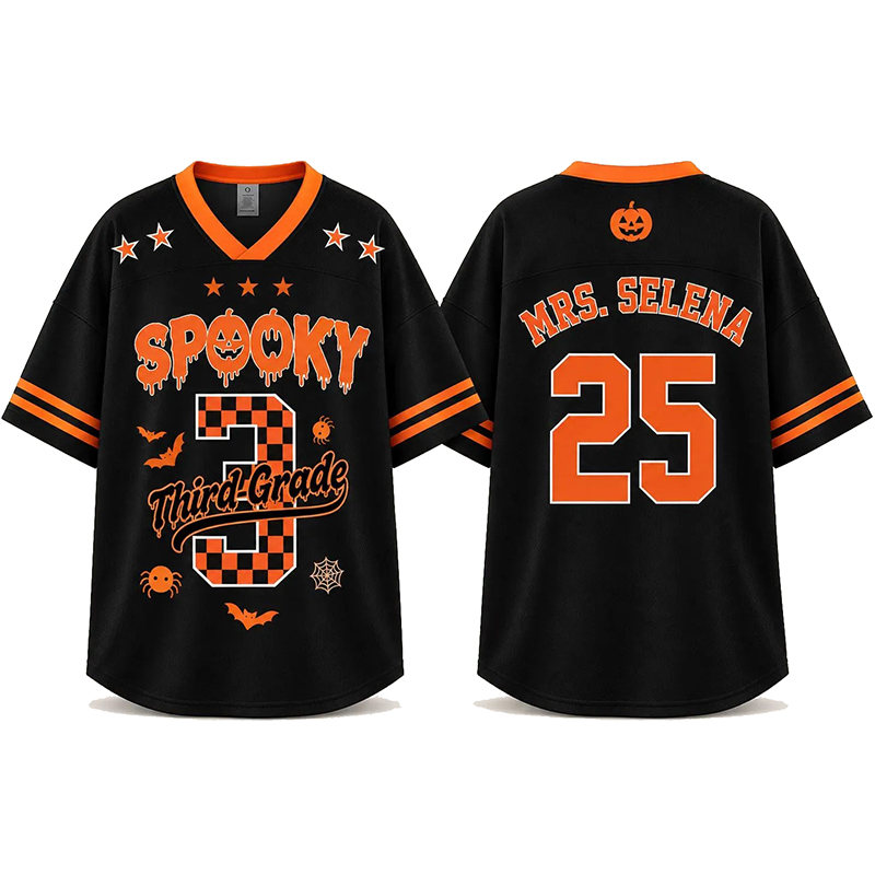 Personalized Spooky Checkered Teacher Mesh Jersey