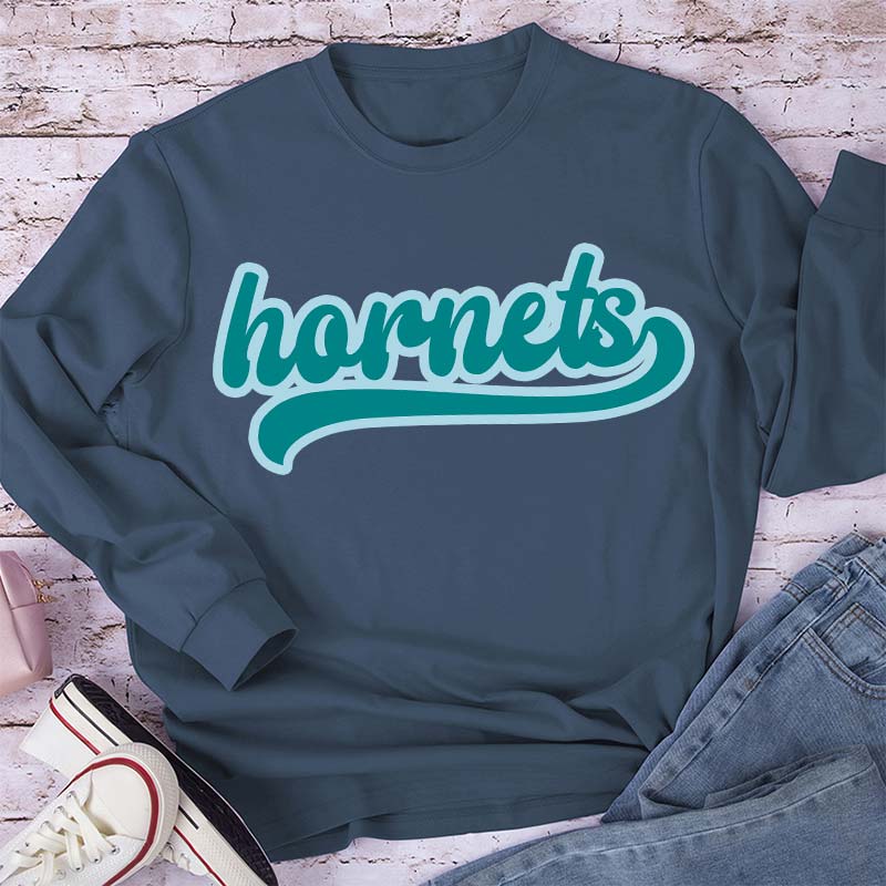 Personalized Mascot School Spirit Contrasting Colors Teacher Long Sleeve T-Shirt