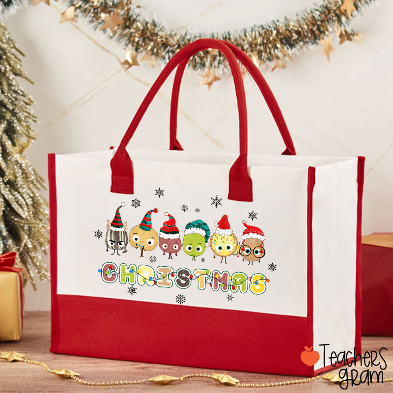 Happy Christmas Teacher Cotton Tote Bag