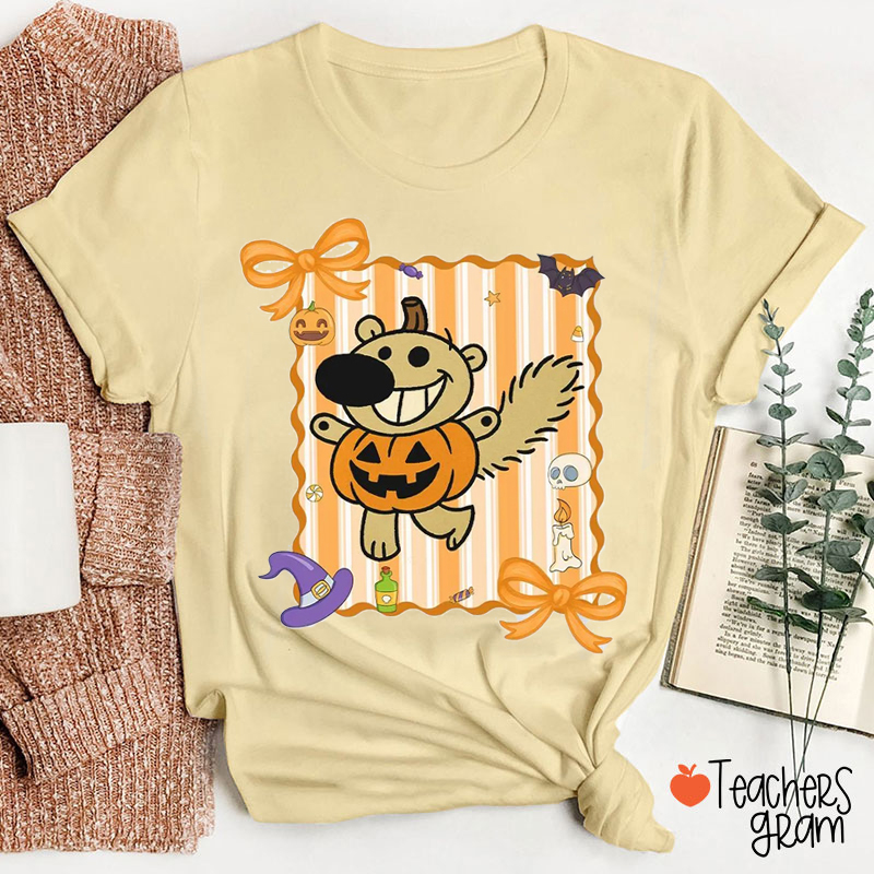 Personalized Coquette Bow Halloween Children's Book Teacher T-Shirt