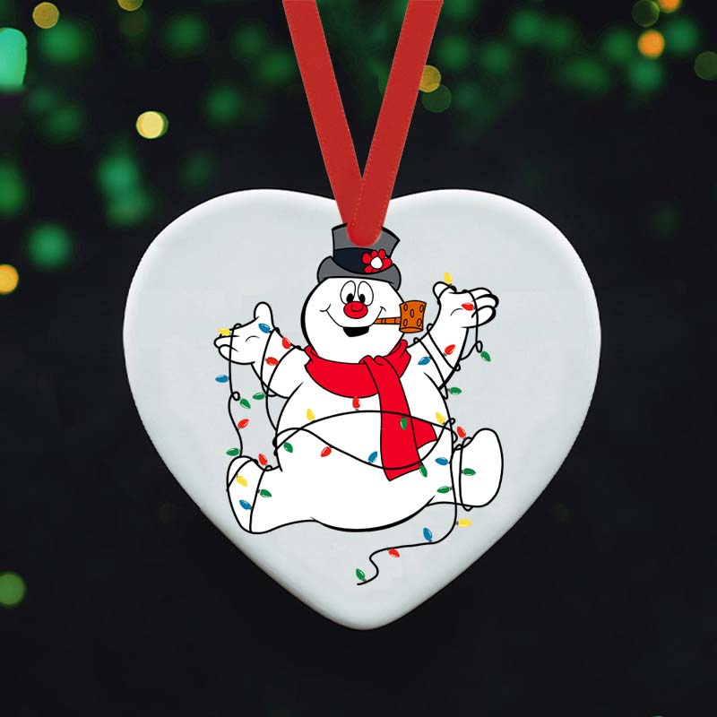 Frosty The Snowman Christmas Lights Teacher Ceramic Christmas Ornament