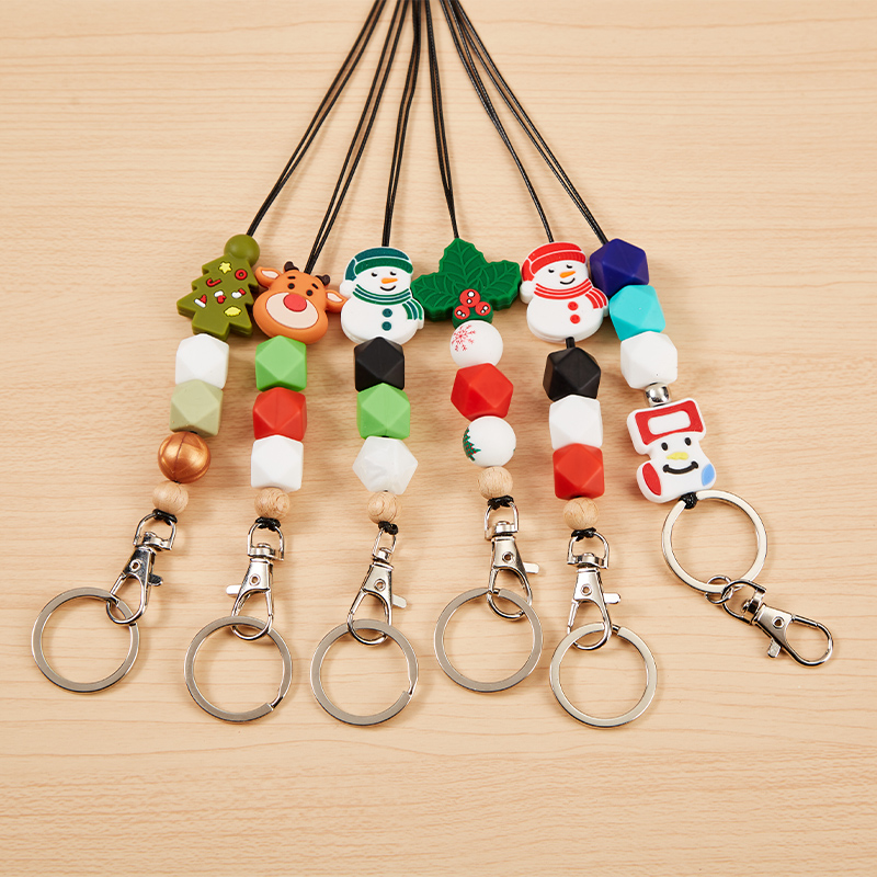 Merry Christmas Beaded Tassel Lanyard