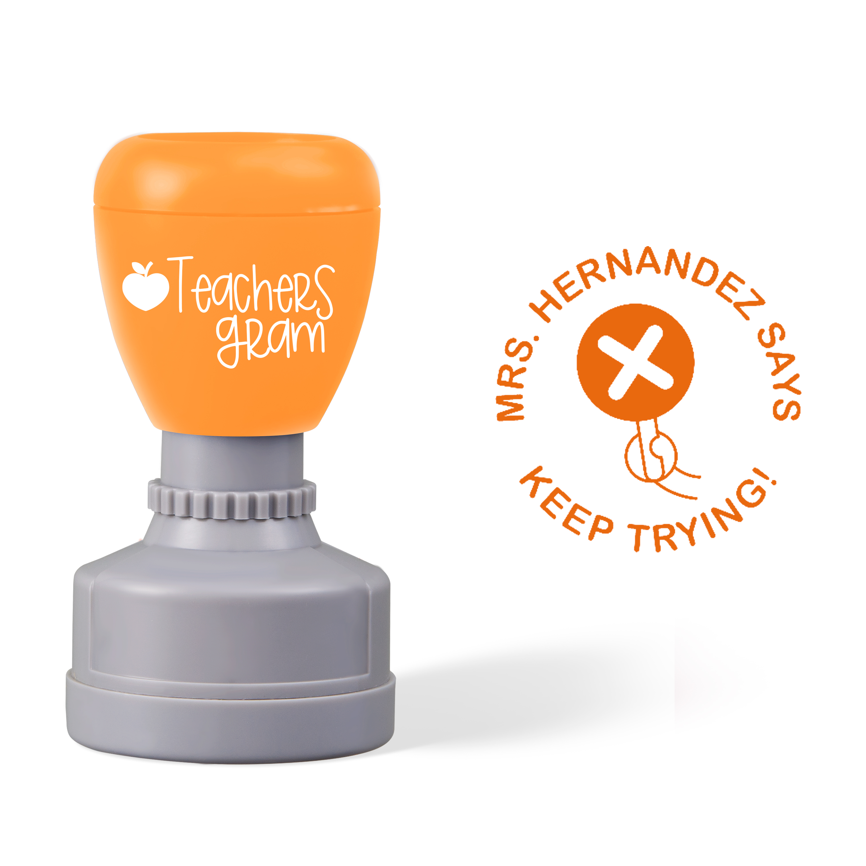 Personalized Name Keep Trying Teacher Stamp