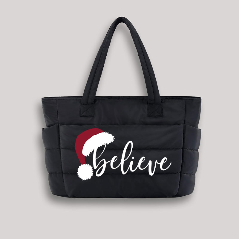 Believe Christmas Teacher Puffy Tote Bag
