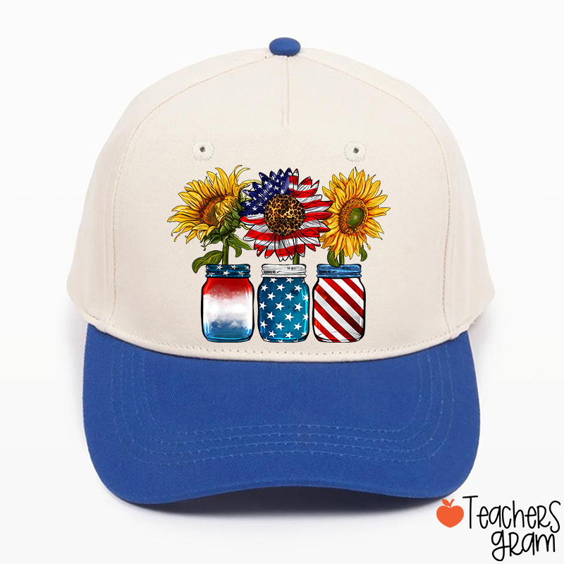 America Sunflower Teacher Baseball Cap