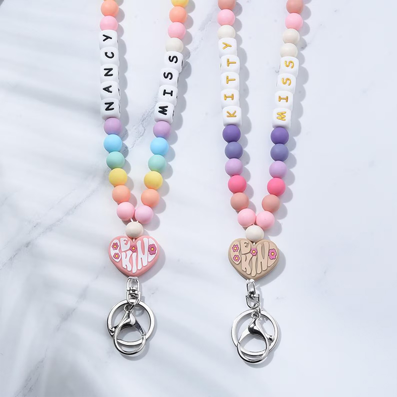 Personalized Name Heart Be Kind Teacher Lanyard