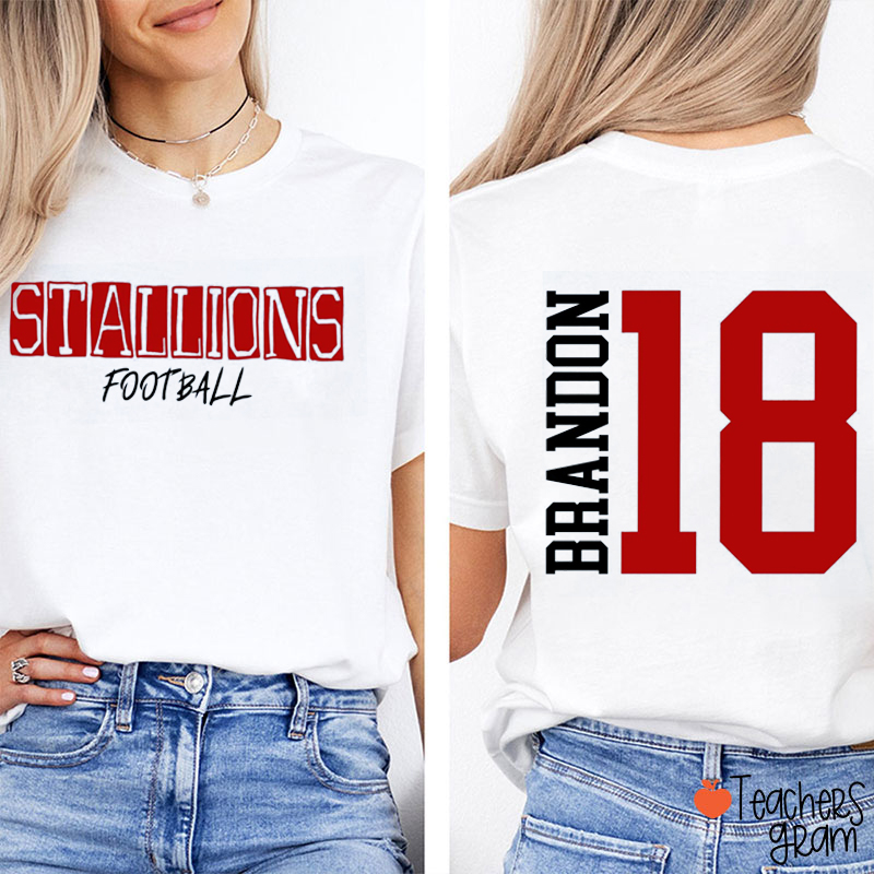 Personalized Mascot And Sport Game Day Teacher Two Sided T-Shirt