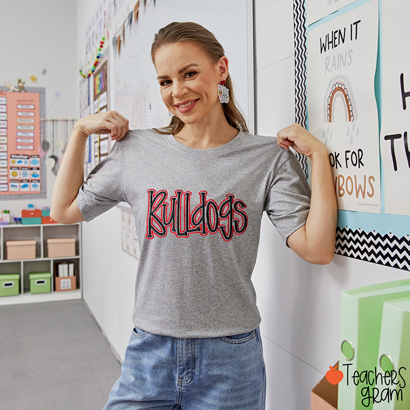 Personalized Mascot Sport Name Number Embroidery Teacher T‑Shirt