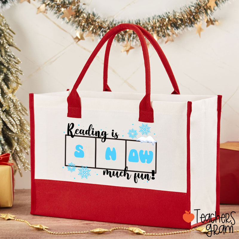 Reading Is Snow Much Fun Teacher Cotton Tote Bag