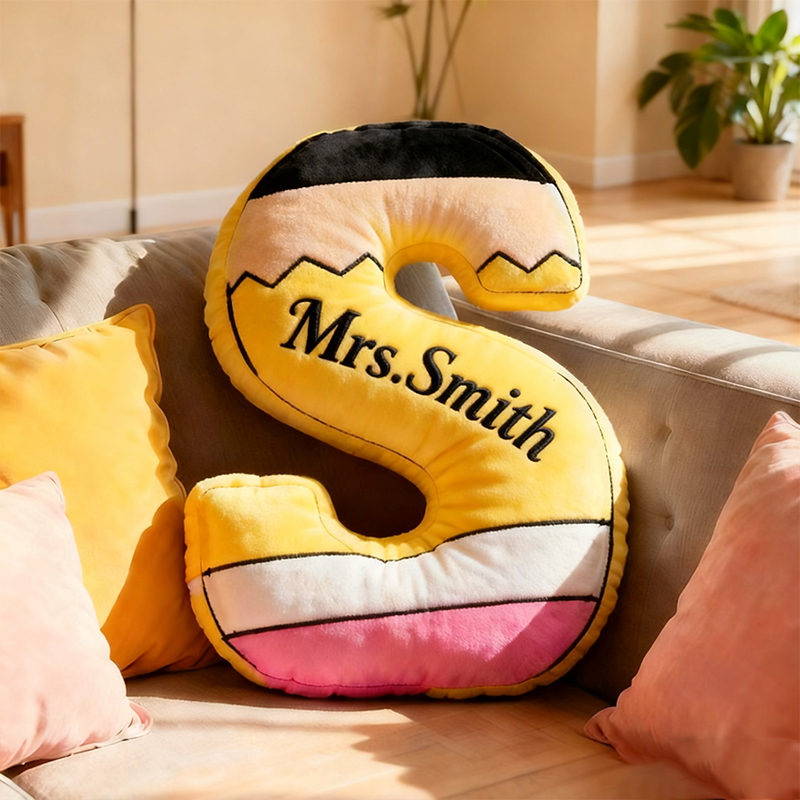 Personalized Initials Name Pencil Teacher Cushion