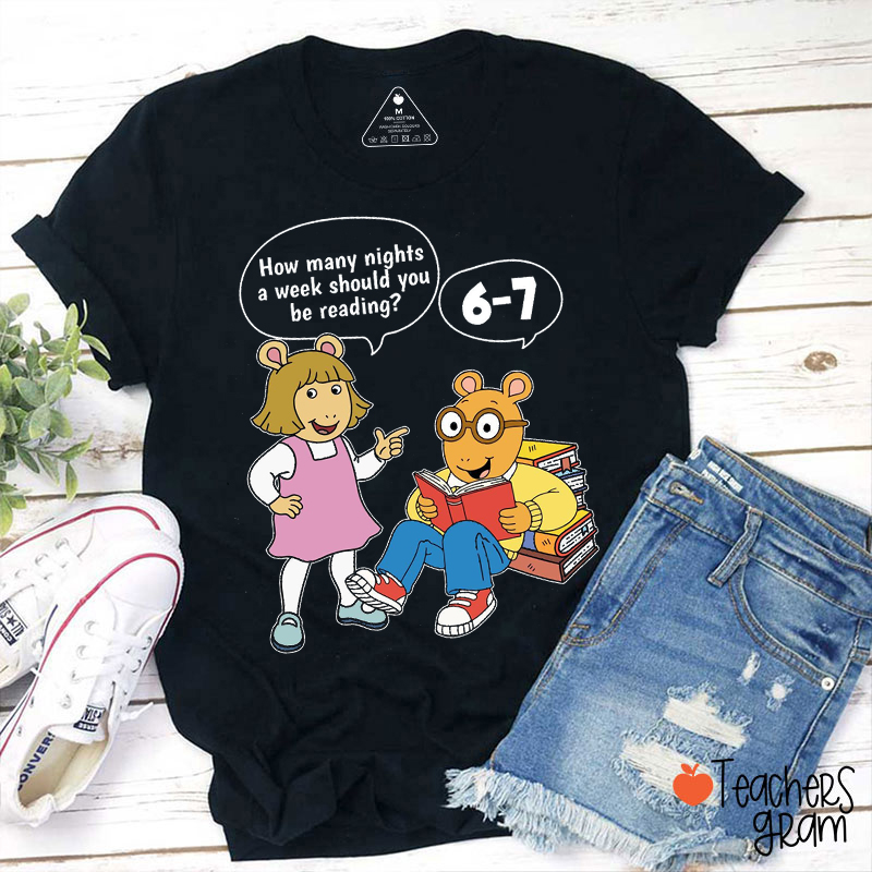 Funny Reading Book Six Seven Teacher T-Shirt
