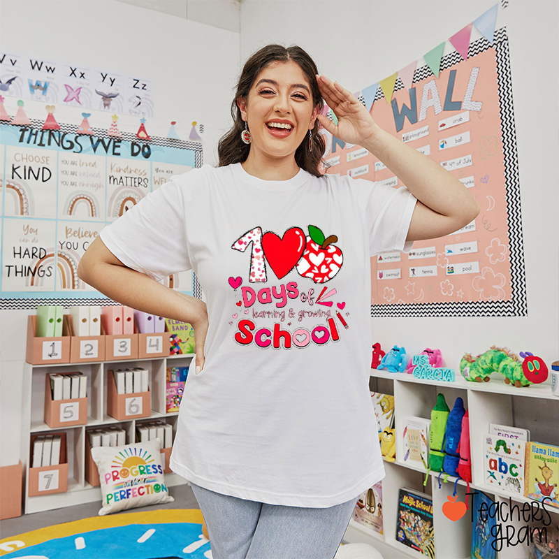 100 Days Of Learning And Growing School Teacher T-Shirt