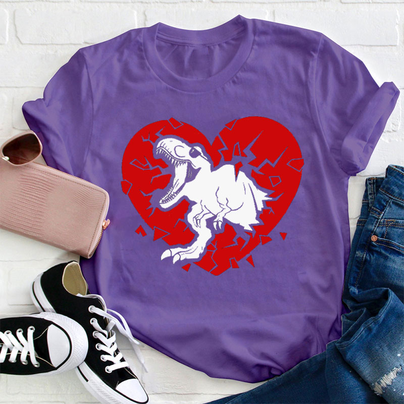 Dinosaur Valentine Teacher T-Shirt