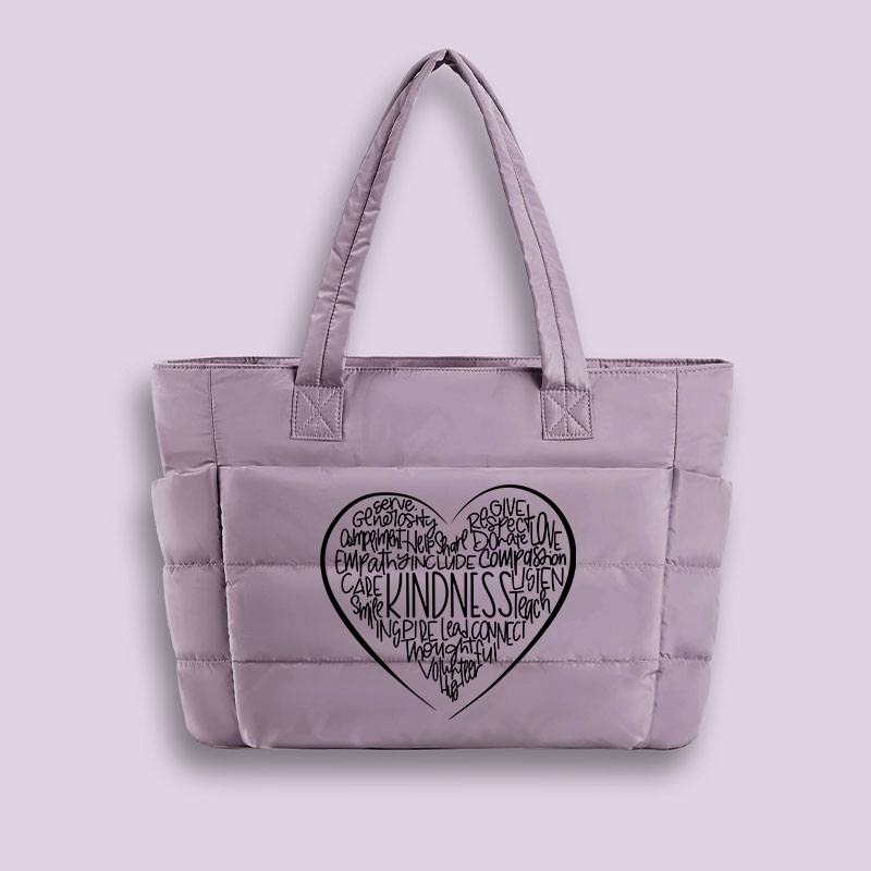 Kindness Teach Smile Teacher Puffy Tote Bag