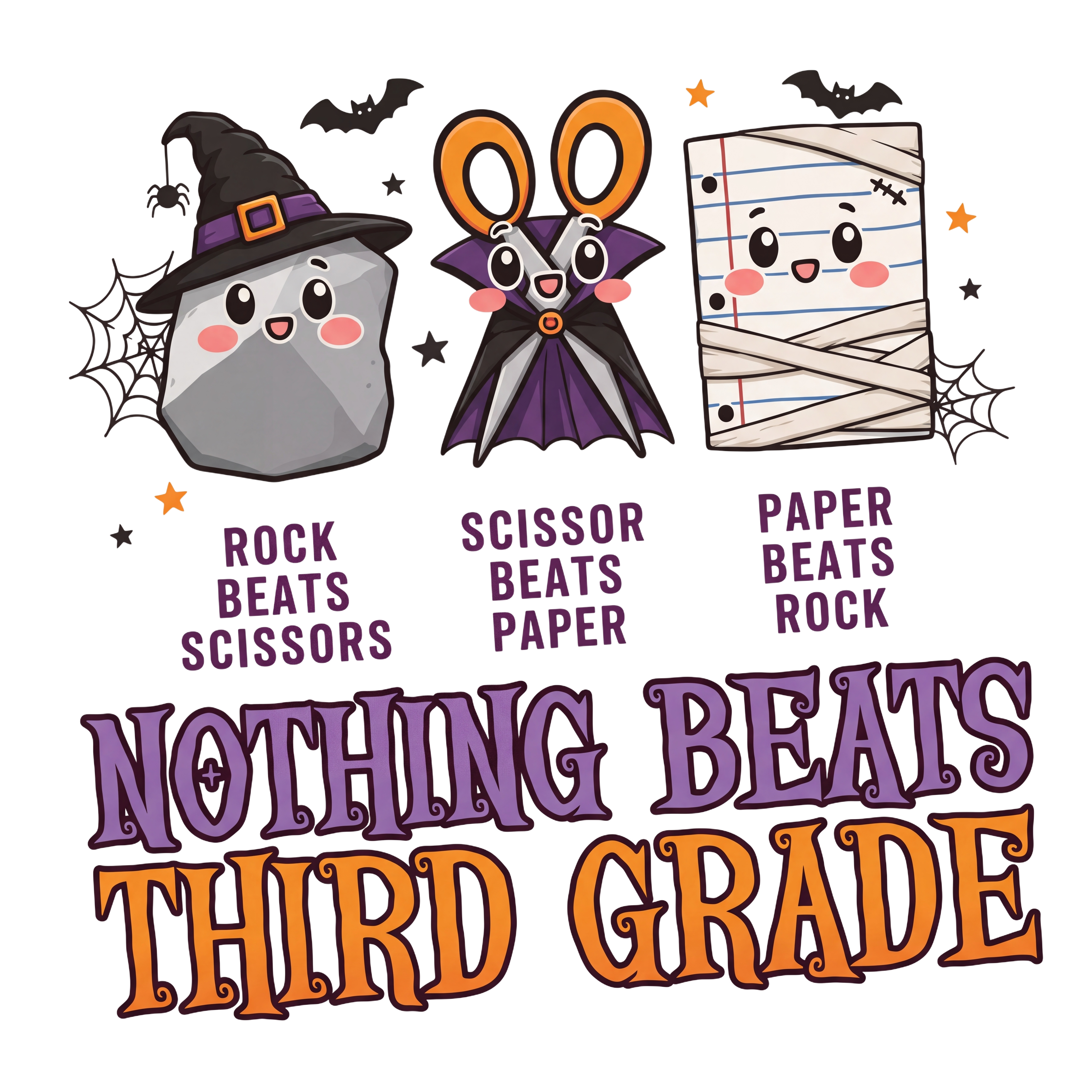 Personalized Spooky School Rock Paper Scissors Teacher T-Shirt