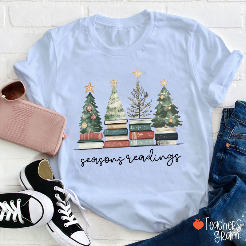 Bookish Christmas Seasons Readings Teacher T-Shirt