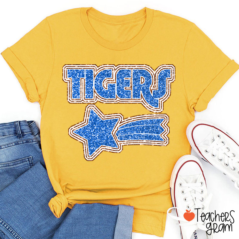 Personalized Mascot Glitter Star Game Day Teacher T-Shirt
