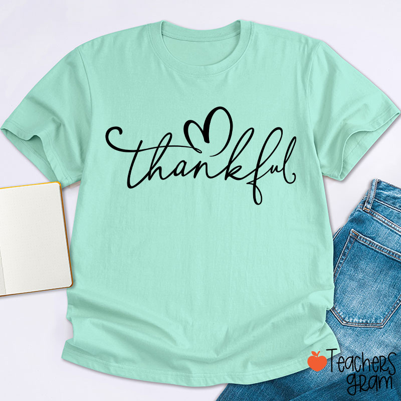 Thanksgiving Fall Thankful Teacher T-Shirt