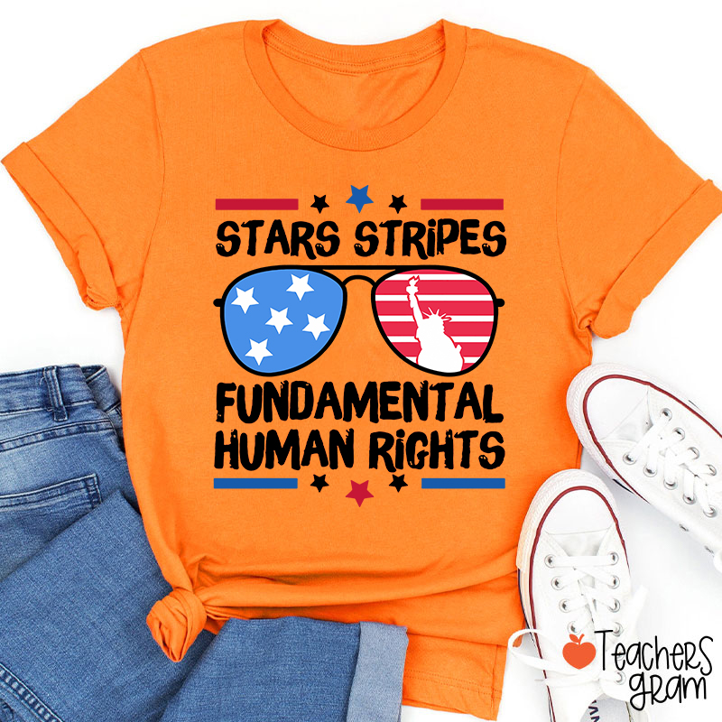 Stars Stripes Fundamental Human Rights Teacher T-Shirt
