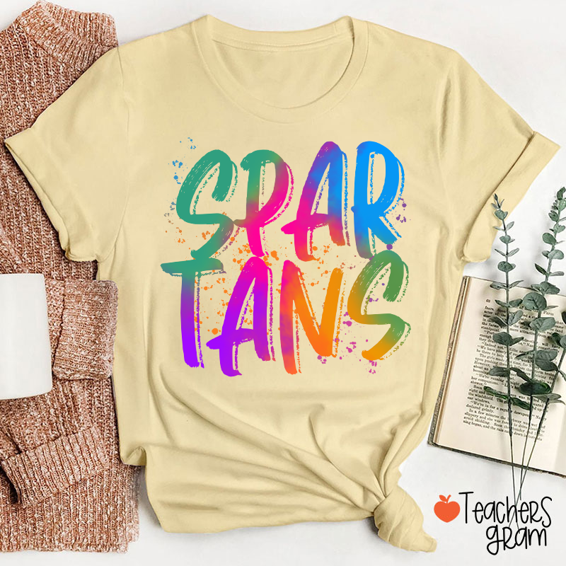 Personalized Mascot Watercolor Fonts Teacher T-Shirt