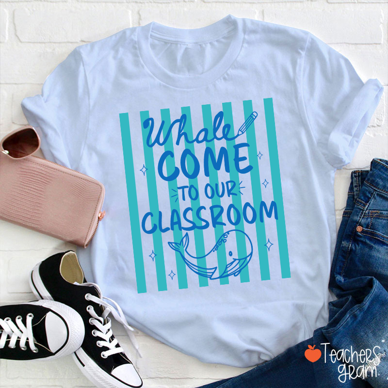 Personalized Missed Your Smile Crocodile Pink Stripe Teacher T-Shirt