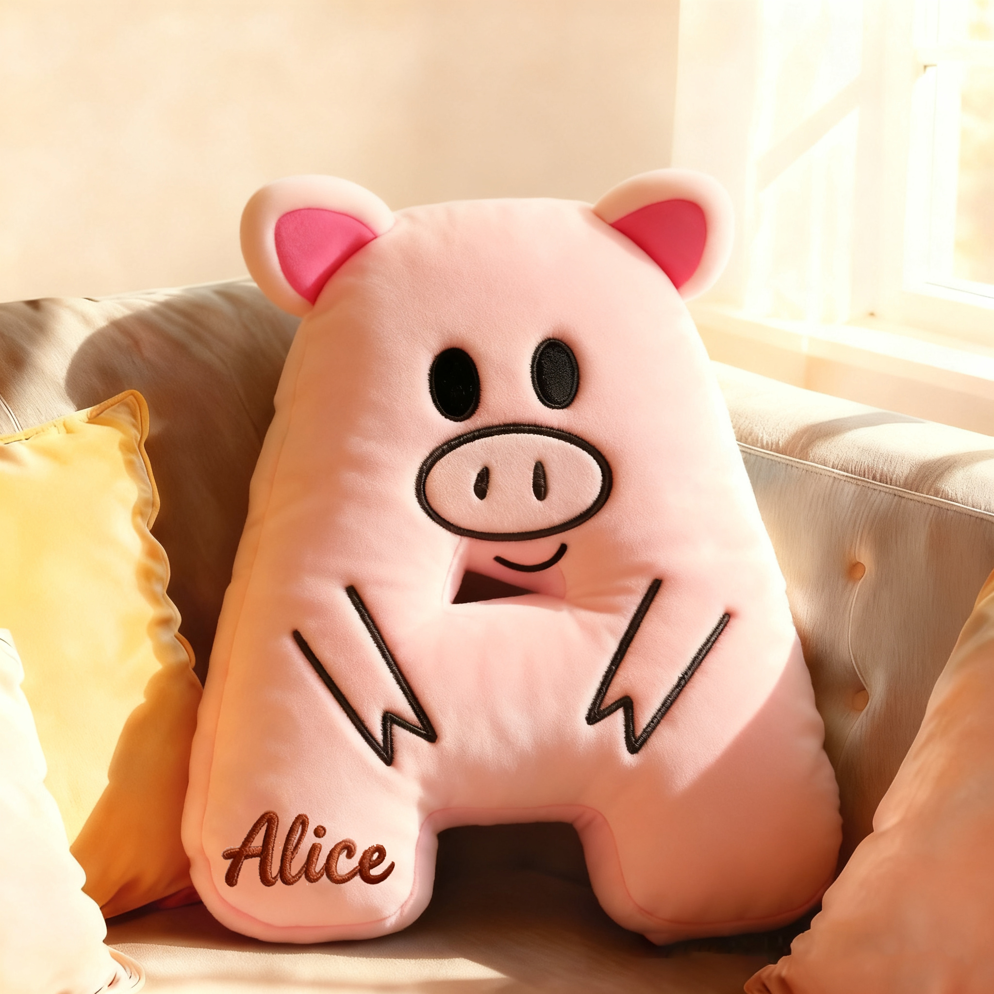 Personalized Name Cute Piggie Teacher Cushion