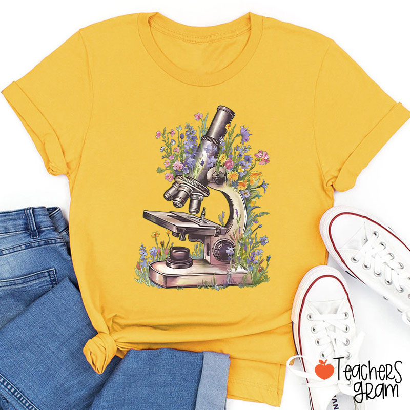 Floral Microscope Nurse T-Shirt