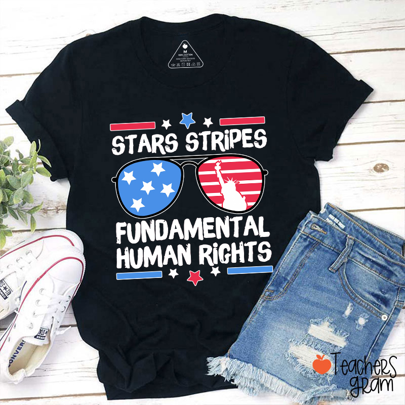 Stars Stripes Fundamental Human Rights Teacher T-Shirt