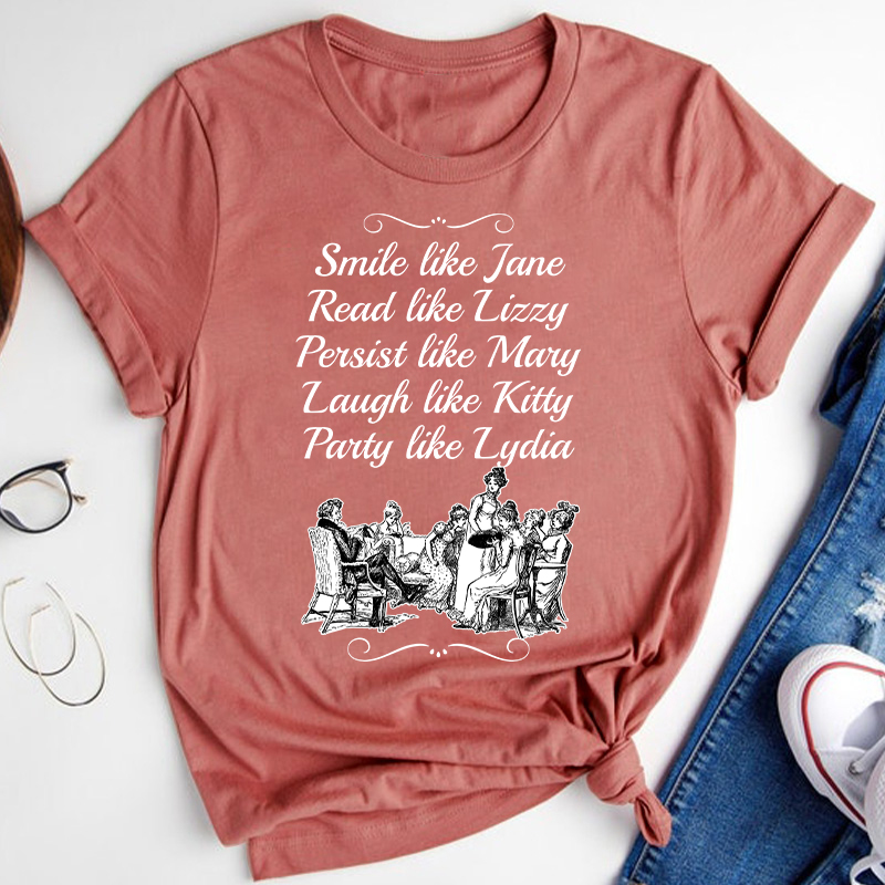Smile Like Jane Read Like Lizzy Teacher T-Shirt