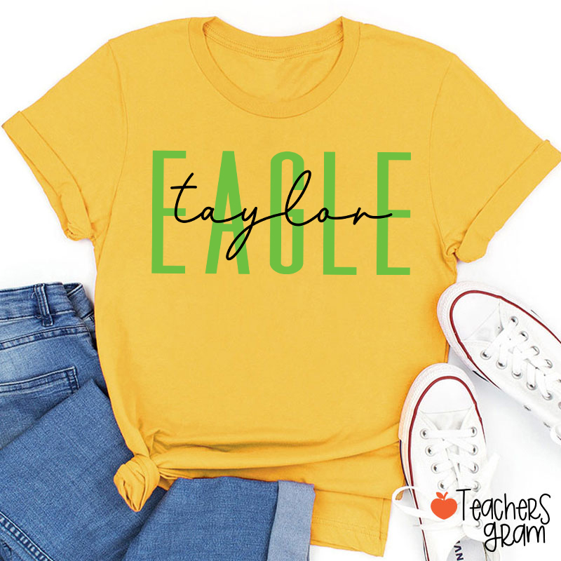 Personalized Mascot And Name Simple Fonts School Spirit Teacher T-Shirt